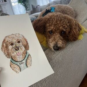 Hand painted pet portrait, artist, watercolor on paper of your dog